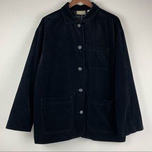 Liz Claiborne Lizwear Black Velveteen Oversized Shirt Jacket Shacket